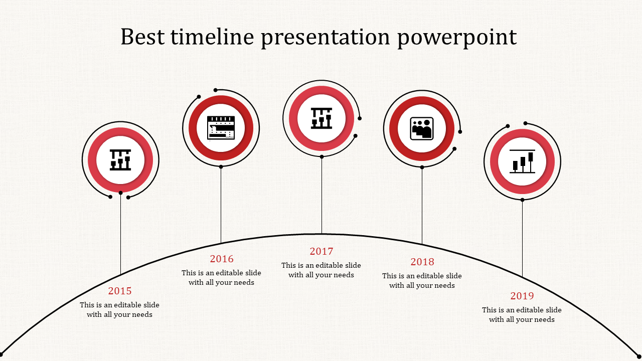Best Timeline Slide Template With Red Color Design